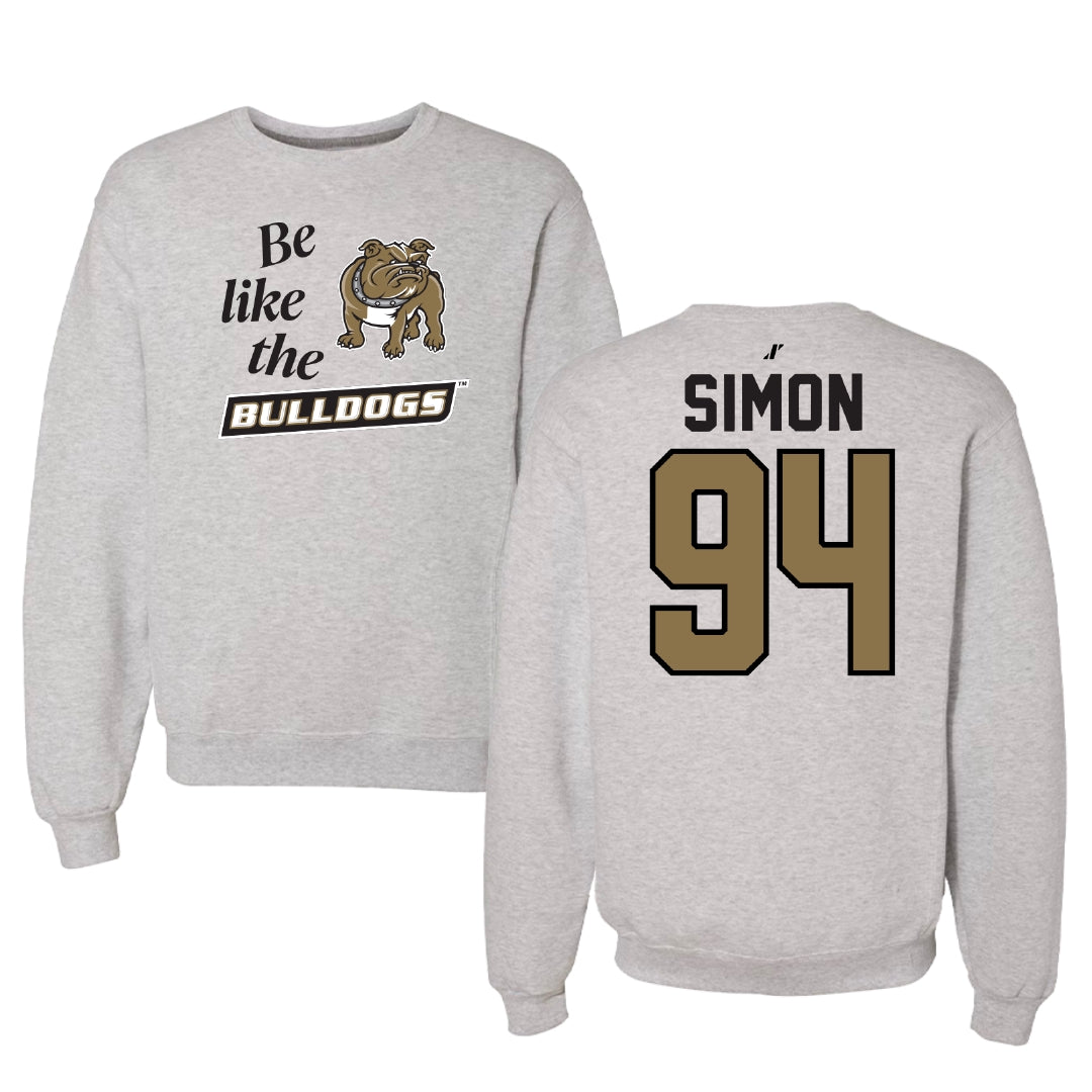 Bryant University Football Light Gray Be Like Us Crewneck - #94 Jailynn Simon