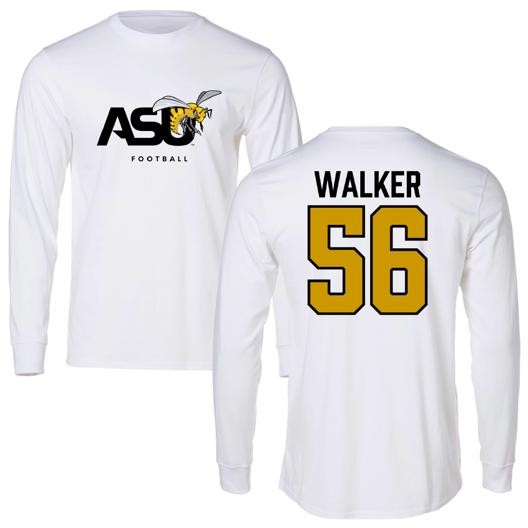Alabama State University Football White Long Sleeve - #56 Elijah Walker