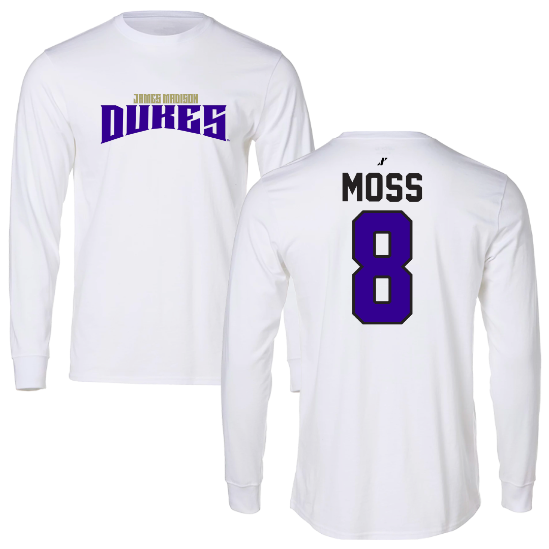 James Madison University Football White Classic Long Sleeve - #8 Max Moss