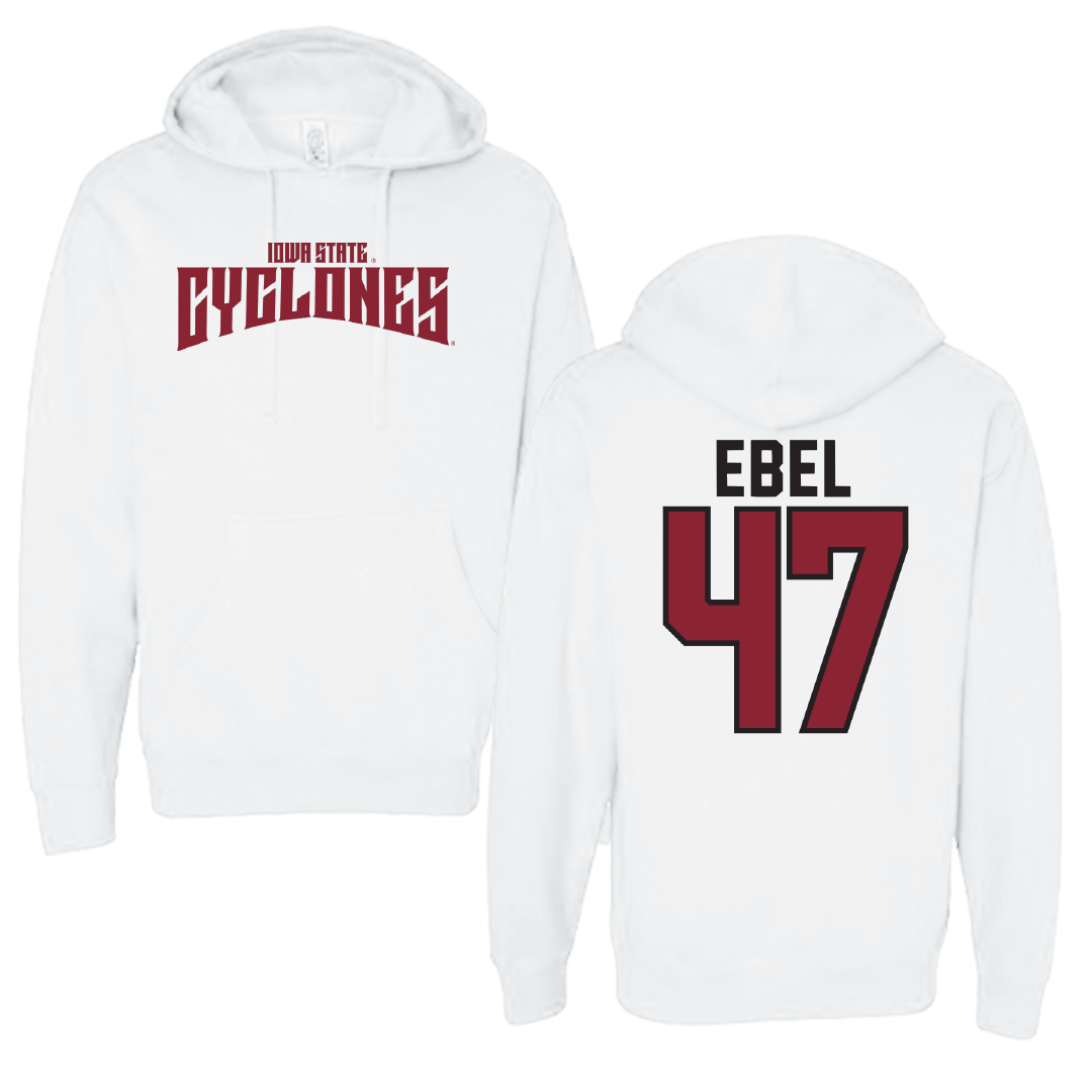 Iowa State University Football White Classic Hoodie - #47 Kooper Ebel
