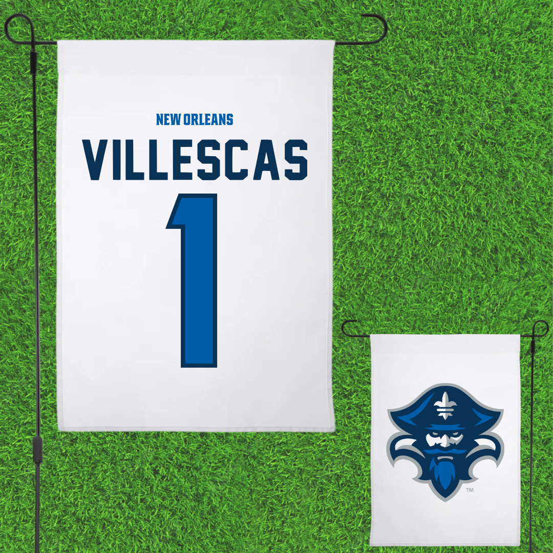 University of New Orleans Baseball White Garden Flag - #1 Diego Villescas
