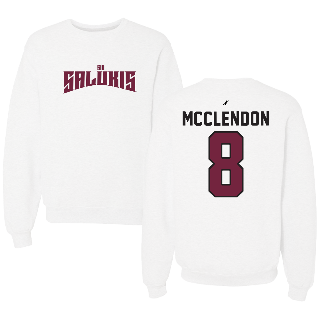 Southern Illinois University at Carbondale Football White Classic Crewneck - #8 Jeremiah McClendon