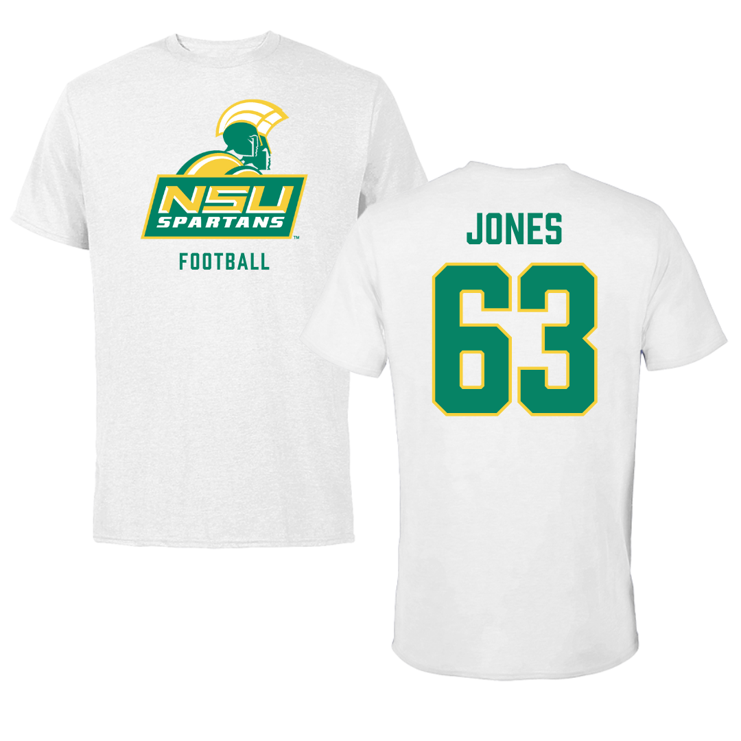 Norfolk State University Football White Performance Tee - #63 Chris Jones