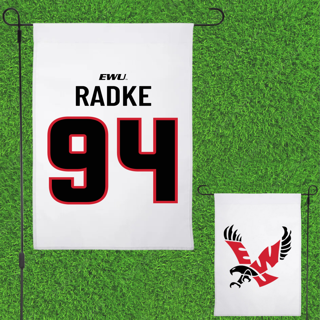 Eastern Washington University Football White Garden Flag - #94 Jaden Radke