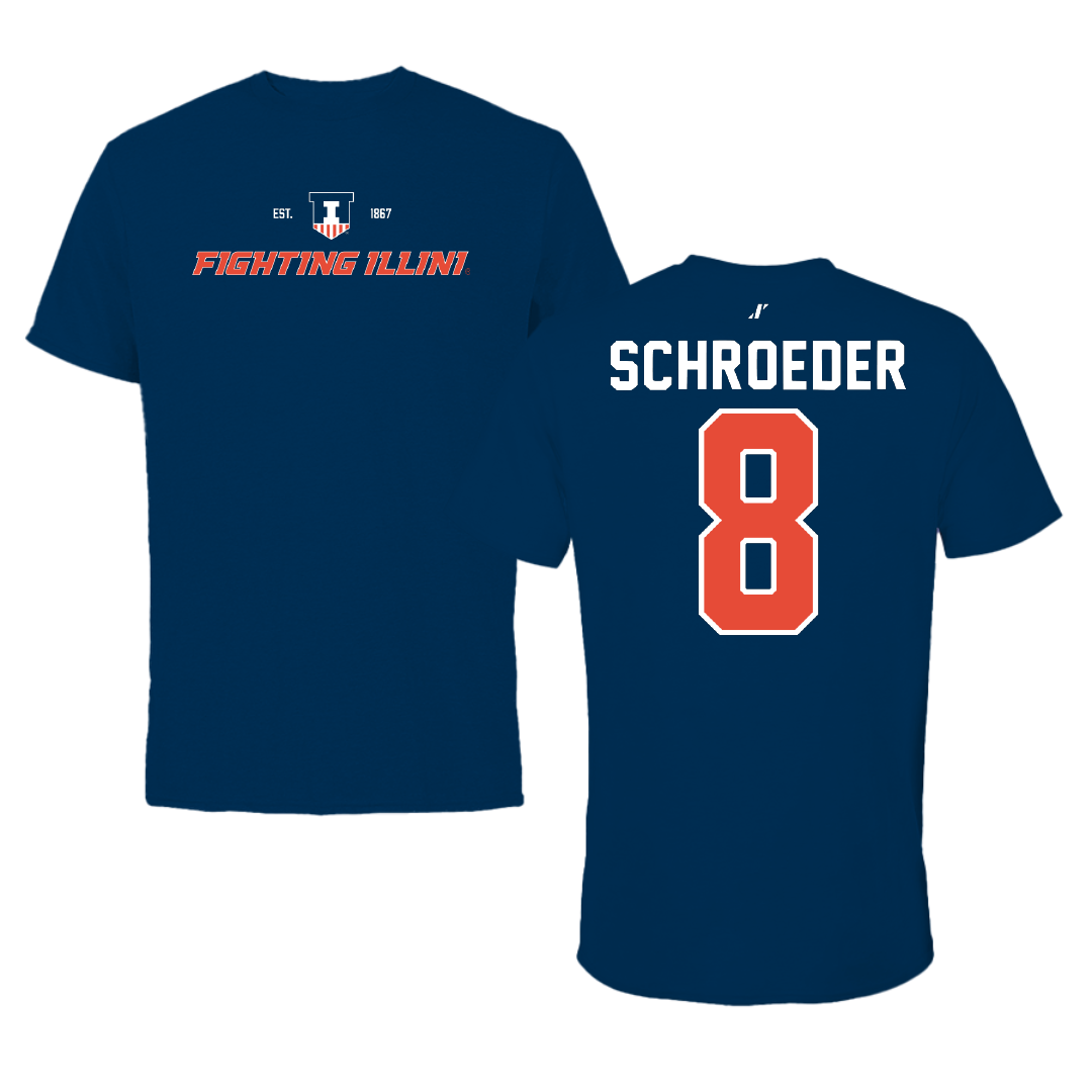 University of Illinois Baseball Navy General Tee - #8 Jacob Schroeder