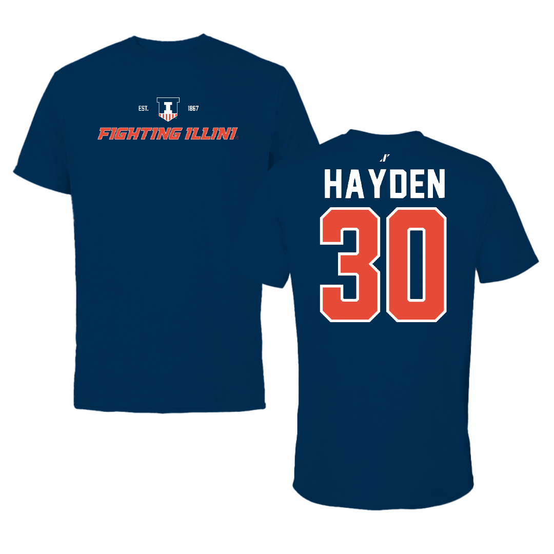 University of Illinois Football Navy General Performance Tee - #30 Jojo Hayden