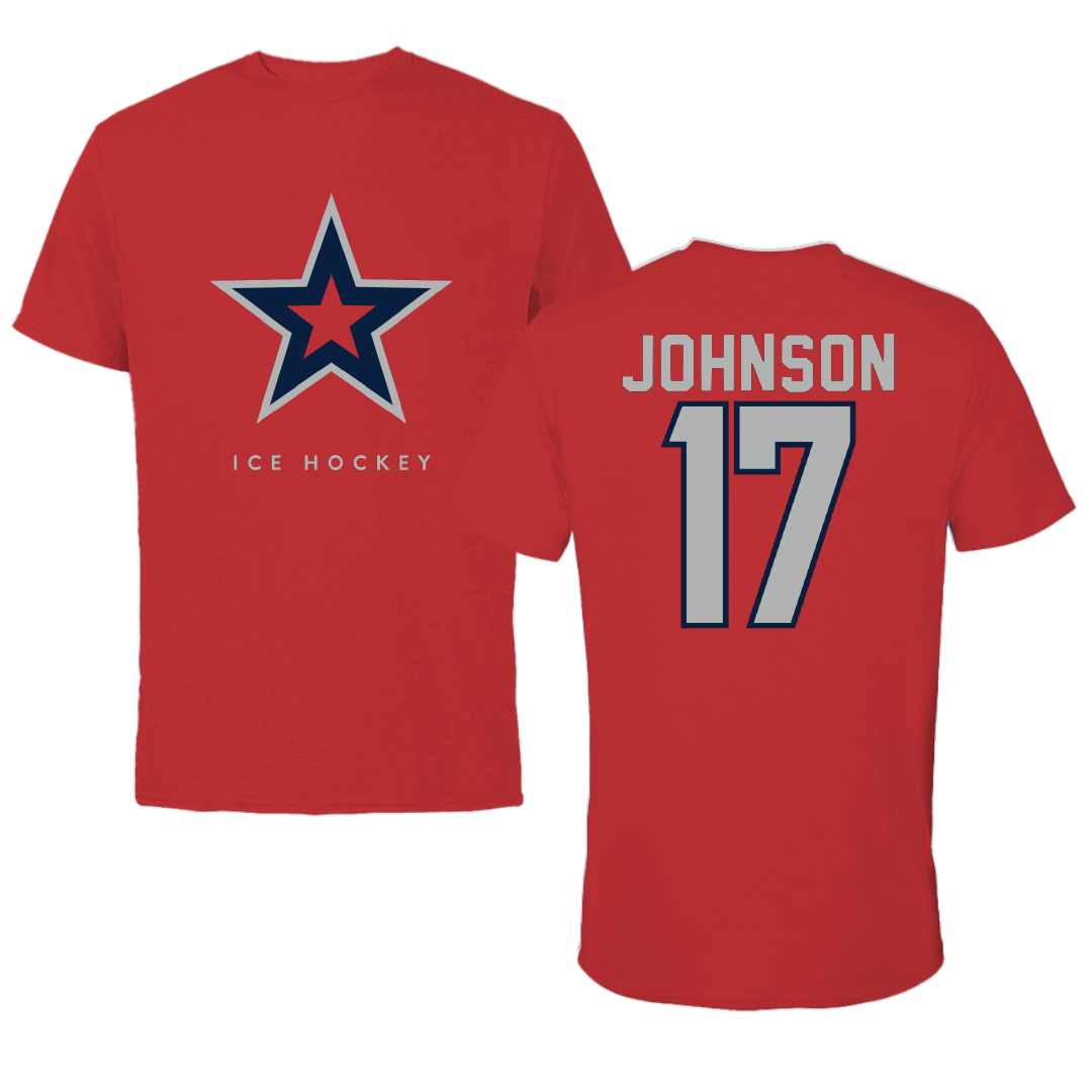 Robert Morris University Ice Hockey Red Tee - #17 Patrick Johnson