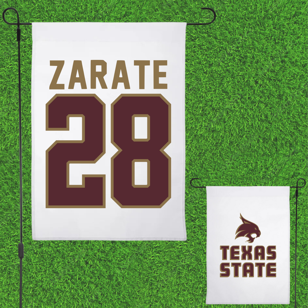 Texas State University Softball White Garden Flag - #28 Katarina Zarate