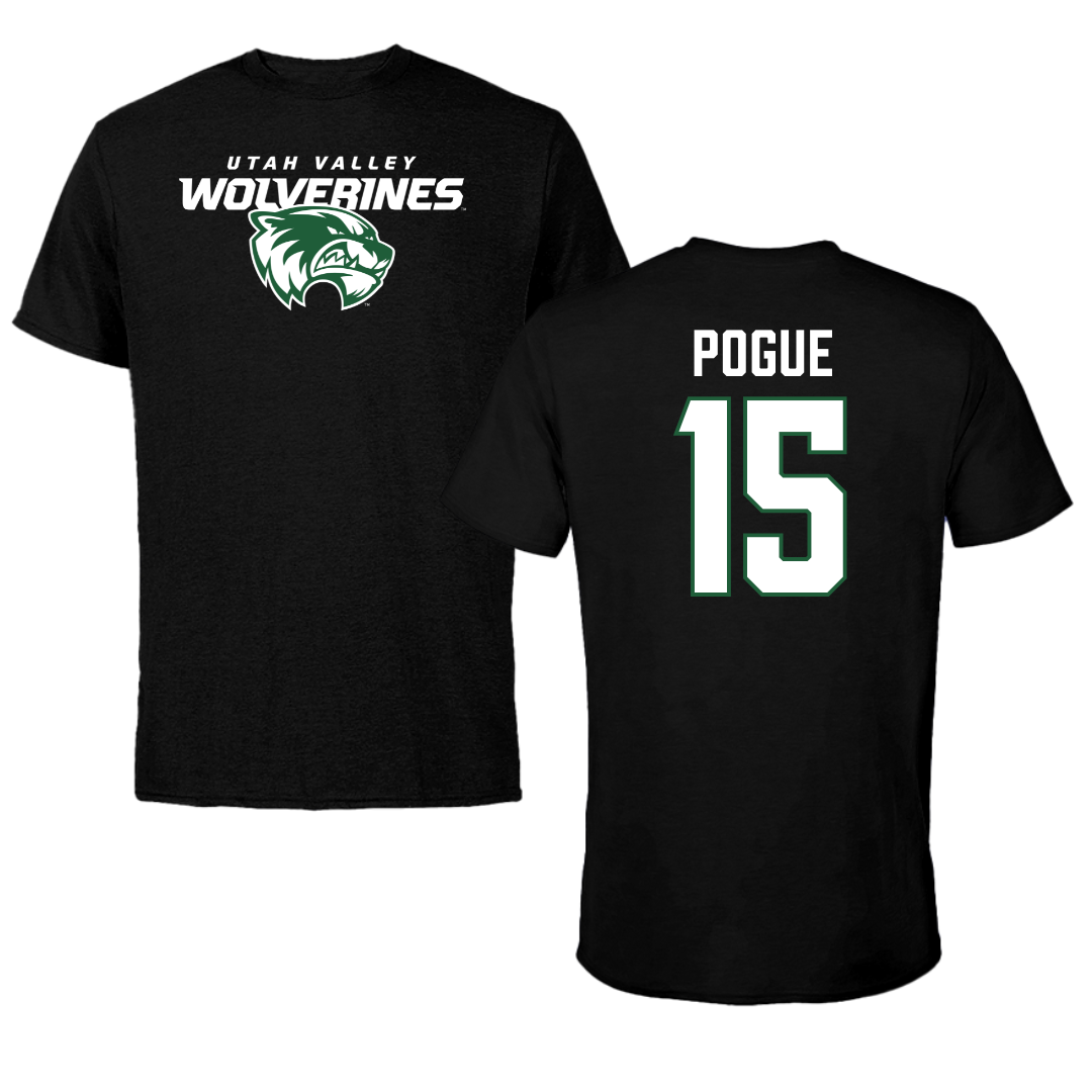 Utah Valley University Soccer Black Wolverines Tee - #15 Noah Pogue