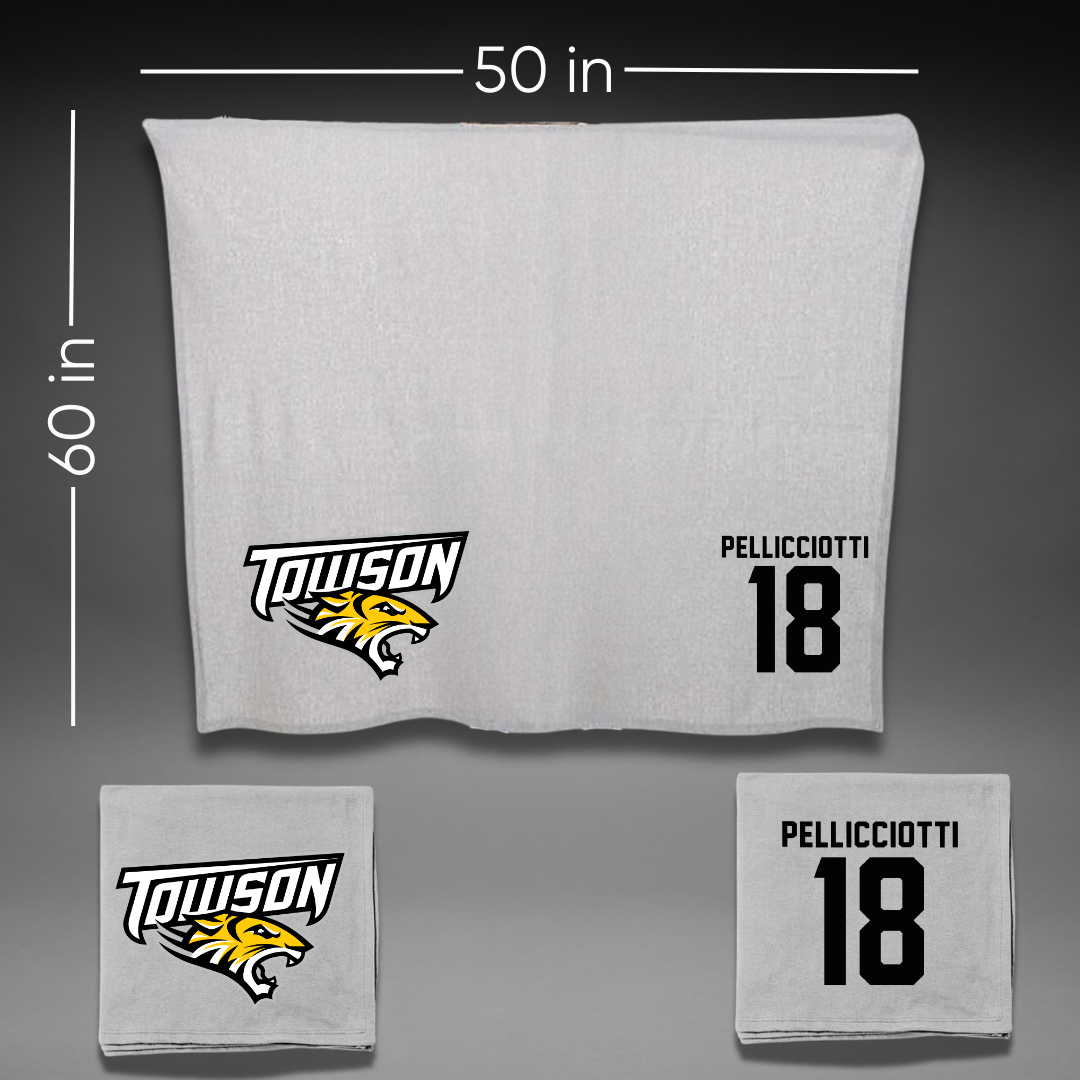 Towson University Football Gray Blanket - #18 Jack Pellicciotti