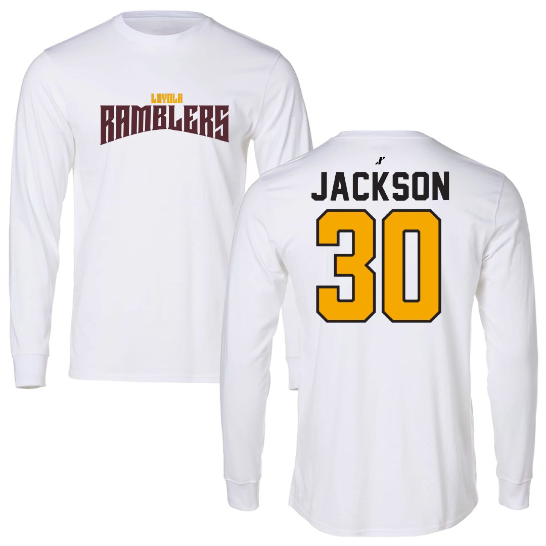 Loyola University-Chicago Basketball White Classic Long Sleeve - #30 Destiny Jackson