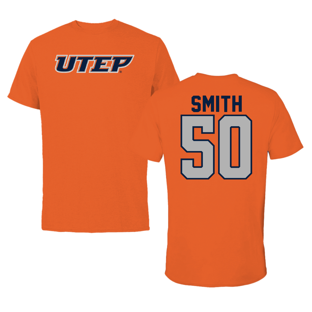 University of Texas at El Paso Football Orange Performance Tee - #50 Brennan Smith