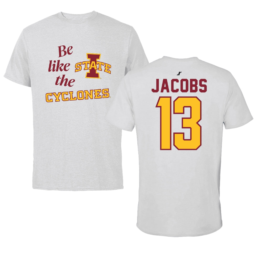 Iowa State University Soccer Light Gray Be Like Us Performance Tee - #13 Nicolasa Jacobs
