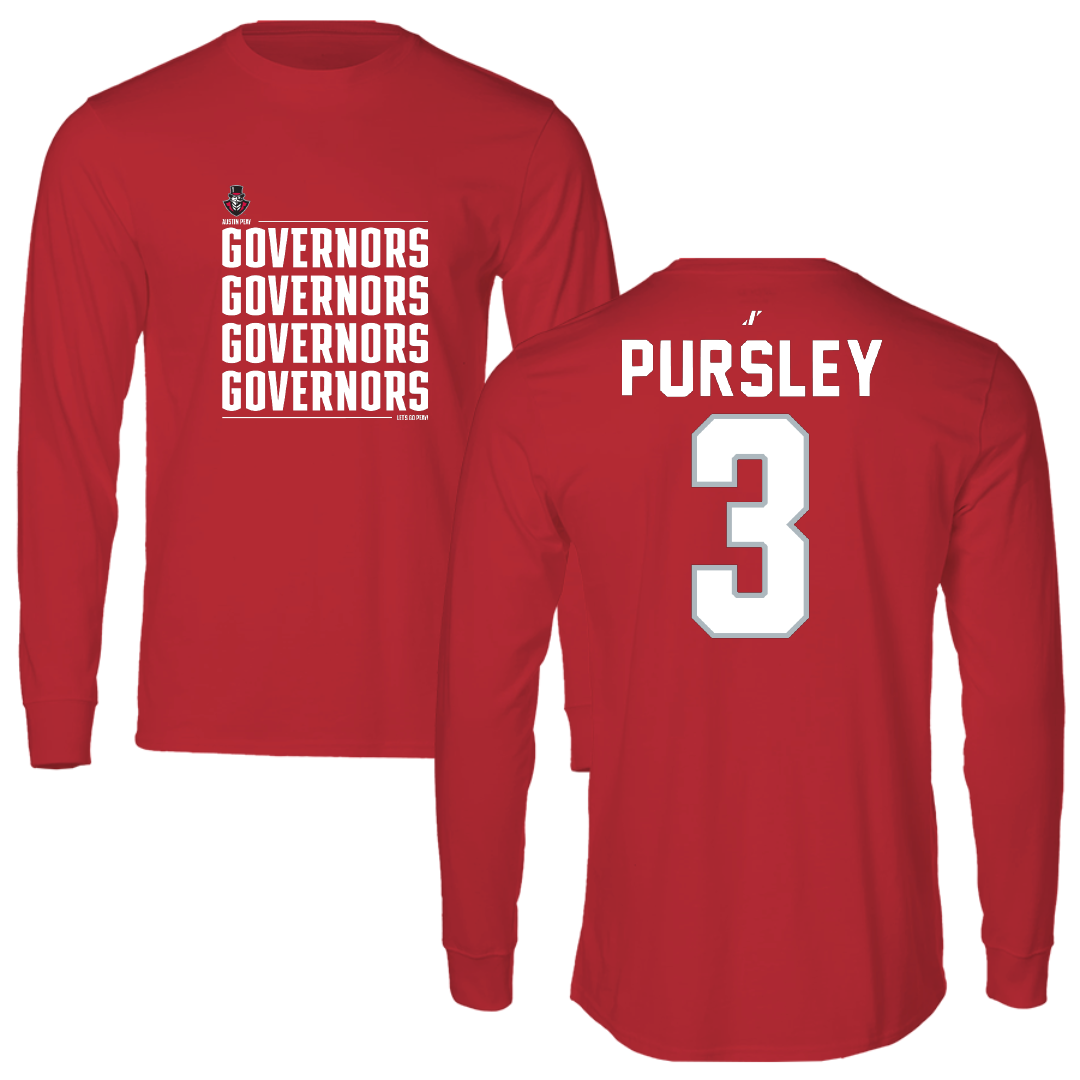 Austin Peay State University Softball Red General Long Sleeve - #3 Charley Pursley