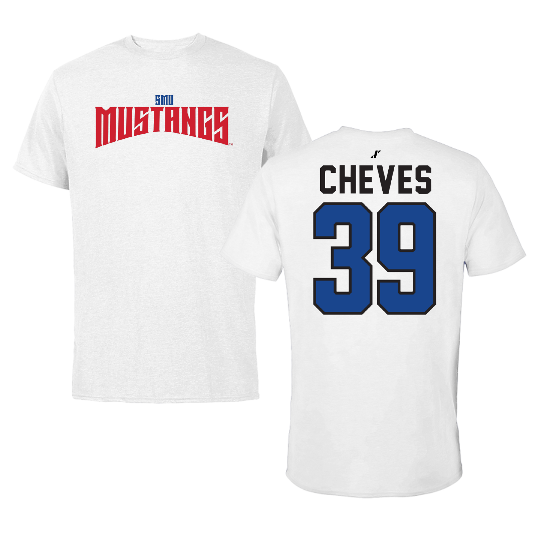 Southern Methodist University Football White Classic Performance Tee - #39 Keaton Cheves