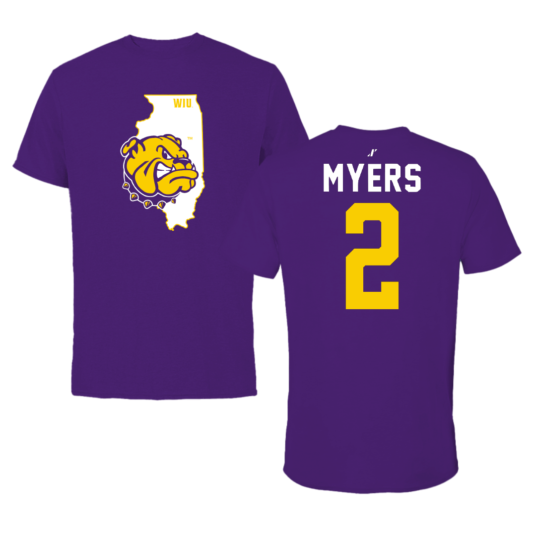 Western Illinois University Basketball Purple State Performance Tee - #2 Ryan Myers