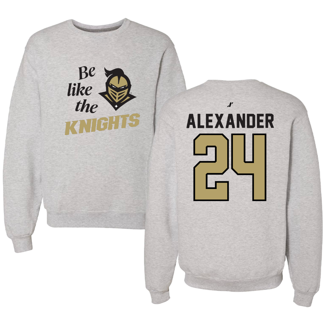 University of Central Florida Football Light Gray Be Like Us Crewneck - #24 Xe'ree Alexander