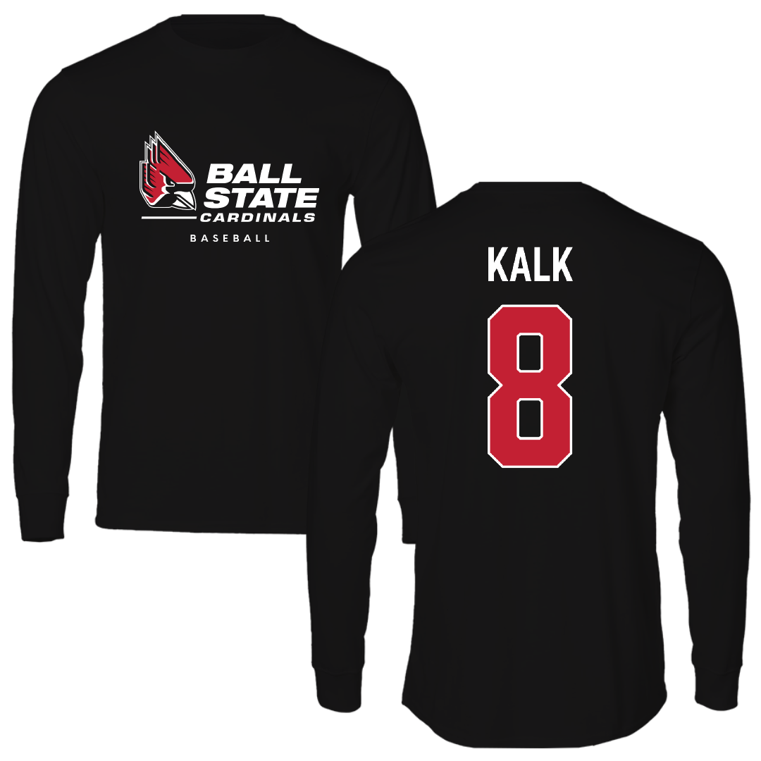 Ball State University Baseball Black Performance Long Sleeve - #8 Max Kalk