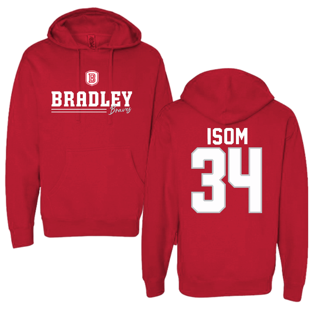 Bradley University Soccer Red General Hoodie - #34 Nathaniel Isom