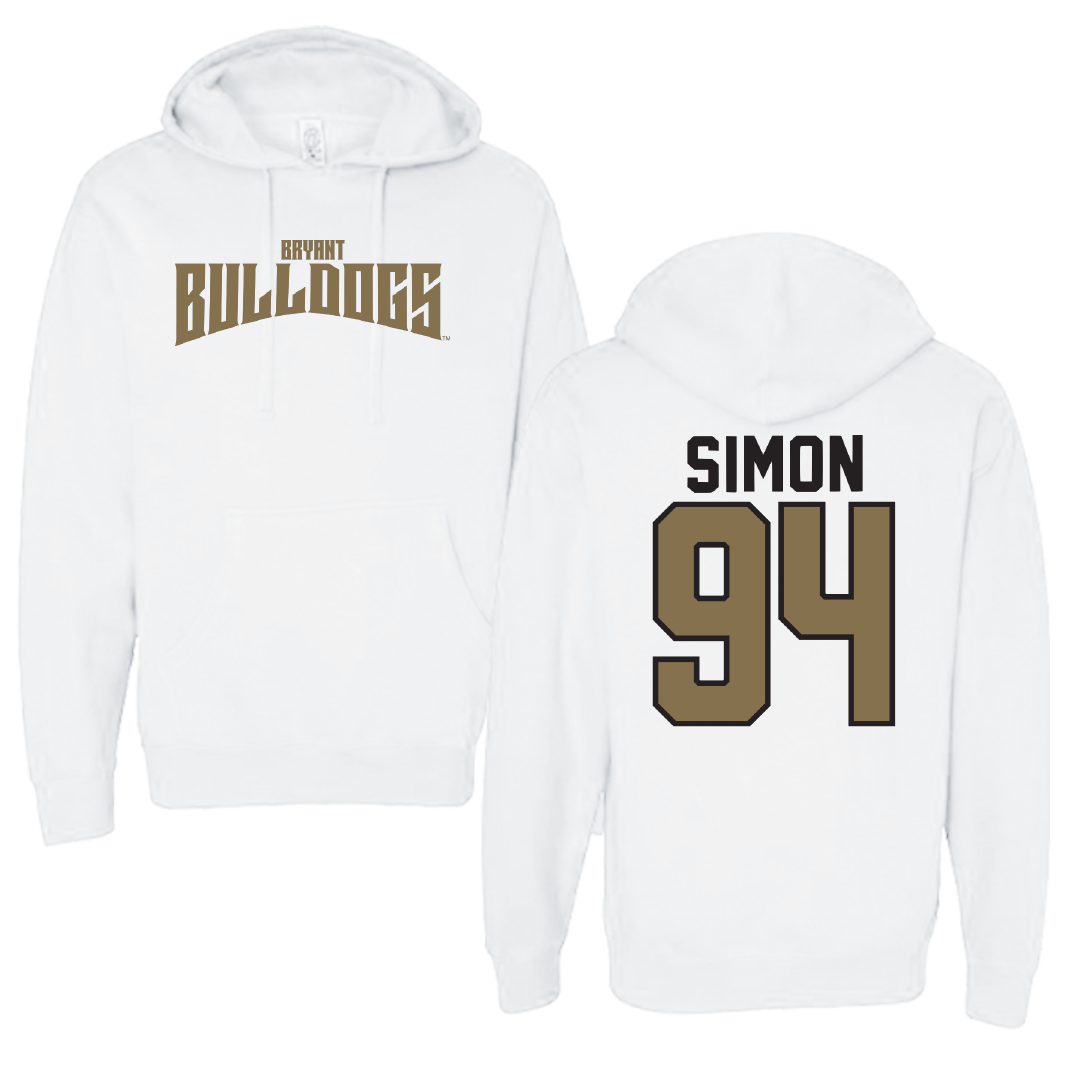 Bryant University Football White Classic Hoodie - #94 Jailynn Simon