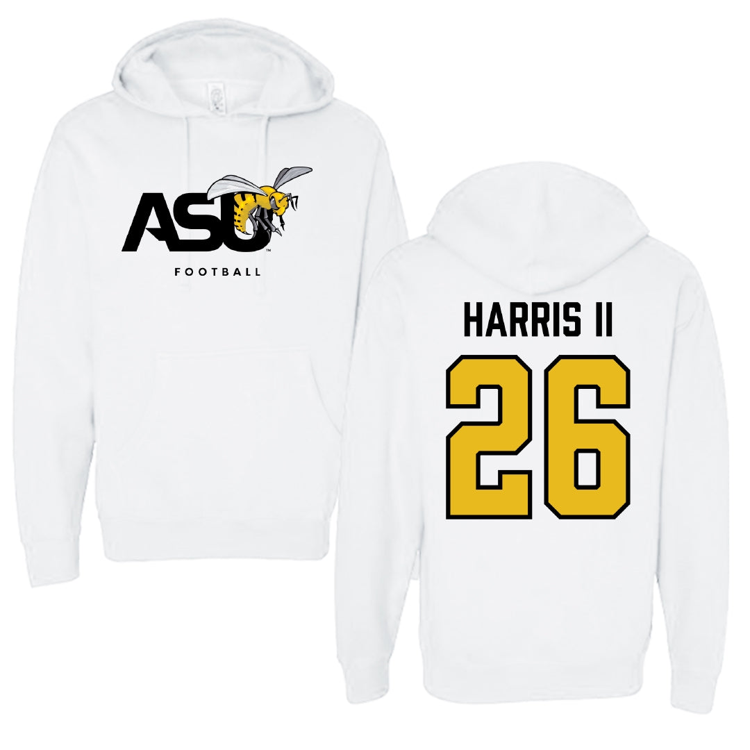 Alabama State University Football White ASU Hoodie - #26 Marcus Harris II