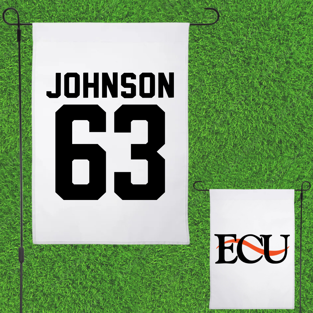 East Central University Football White Garden Flag - #63 Tyson Johnson