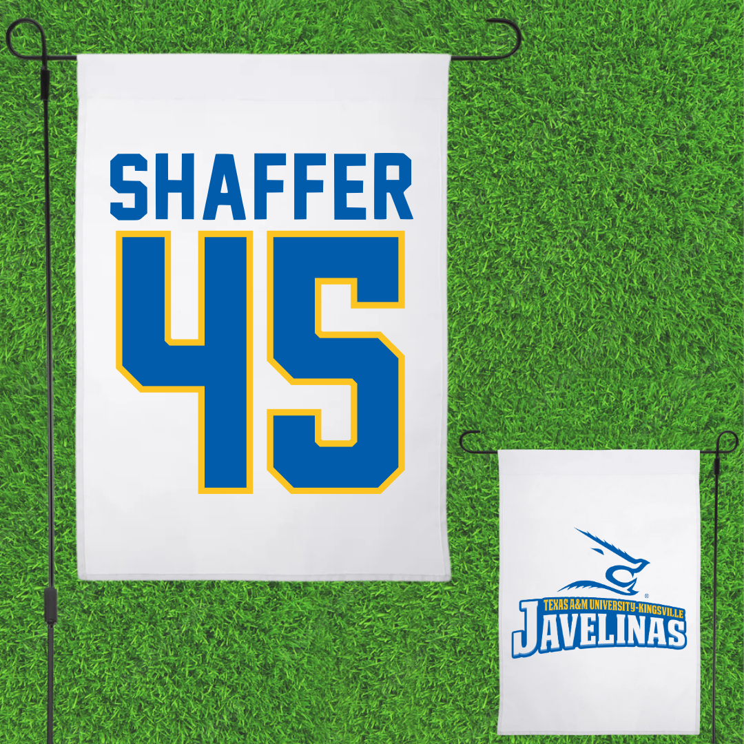 Texas A&M University-Kingsville Football White Garden Flag - #45 Luke Shaffer
