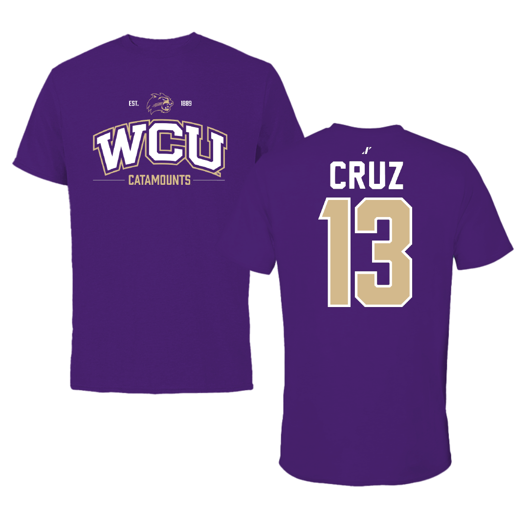 Western Carolina University Basketball Purple General Tee - #13 Zanoria Cruz