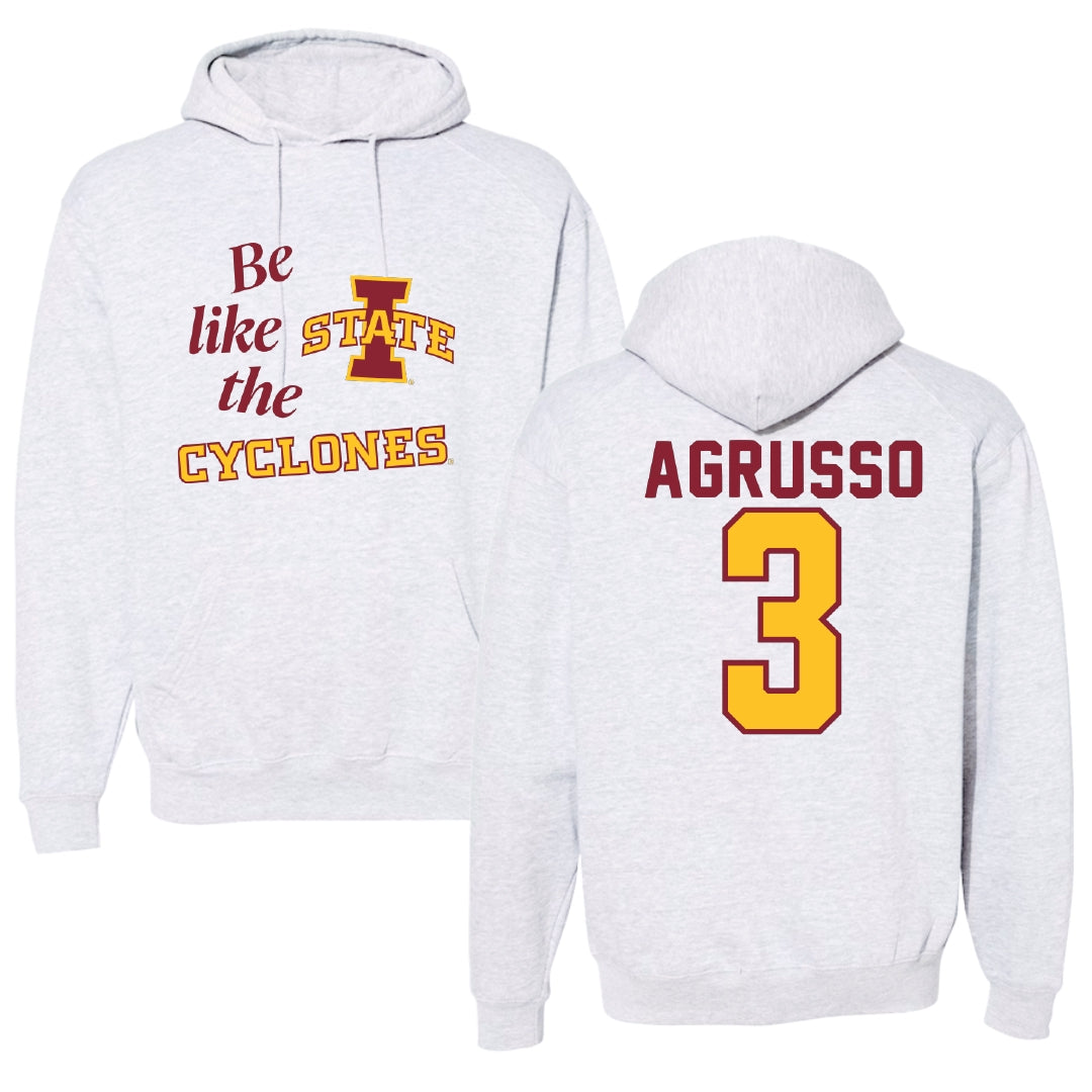 Iowa State University Soccer Light Gray Be Like Us Hoodie - #3 Isabella Agrusso