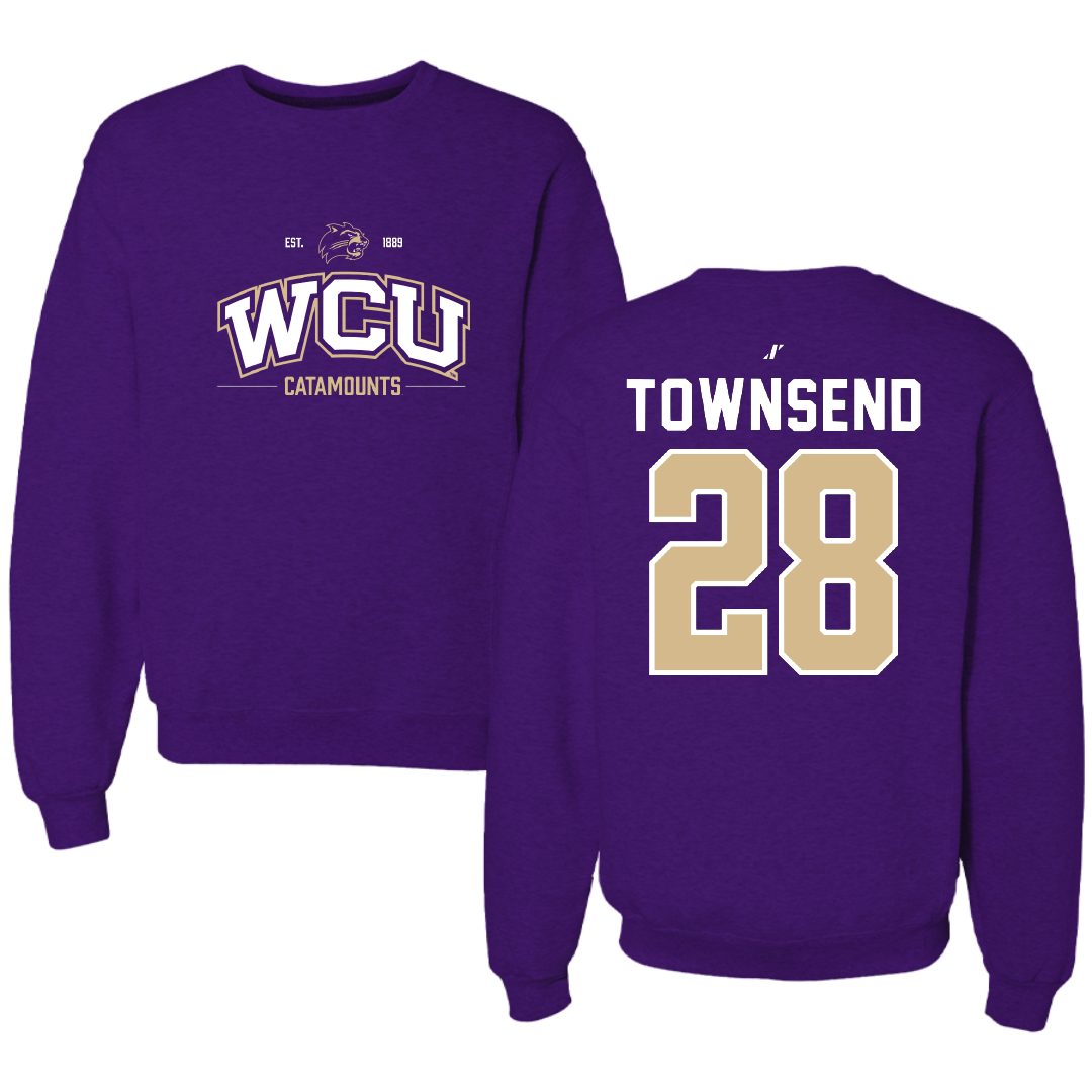 Western Carolina University Football Purple General Crewneck - #28 Markel Townsend