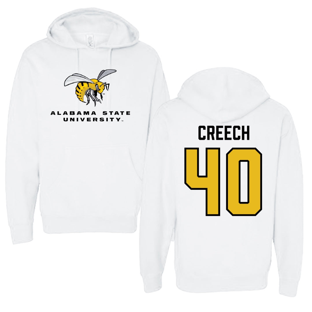 Alabama State University Football White Block Hoodie - #40 Dylan Creech