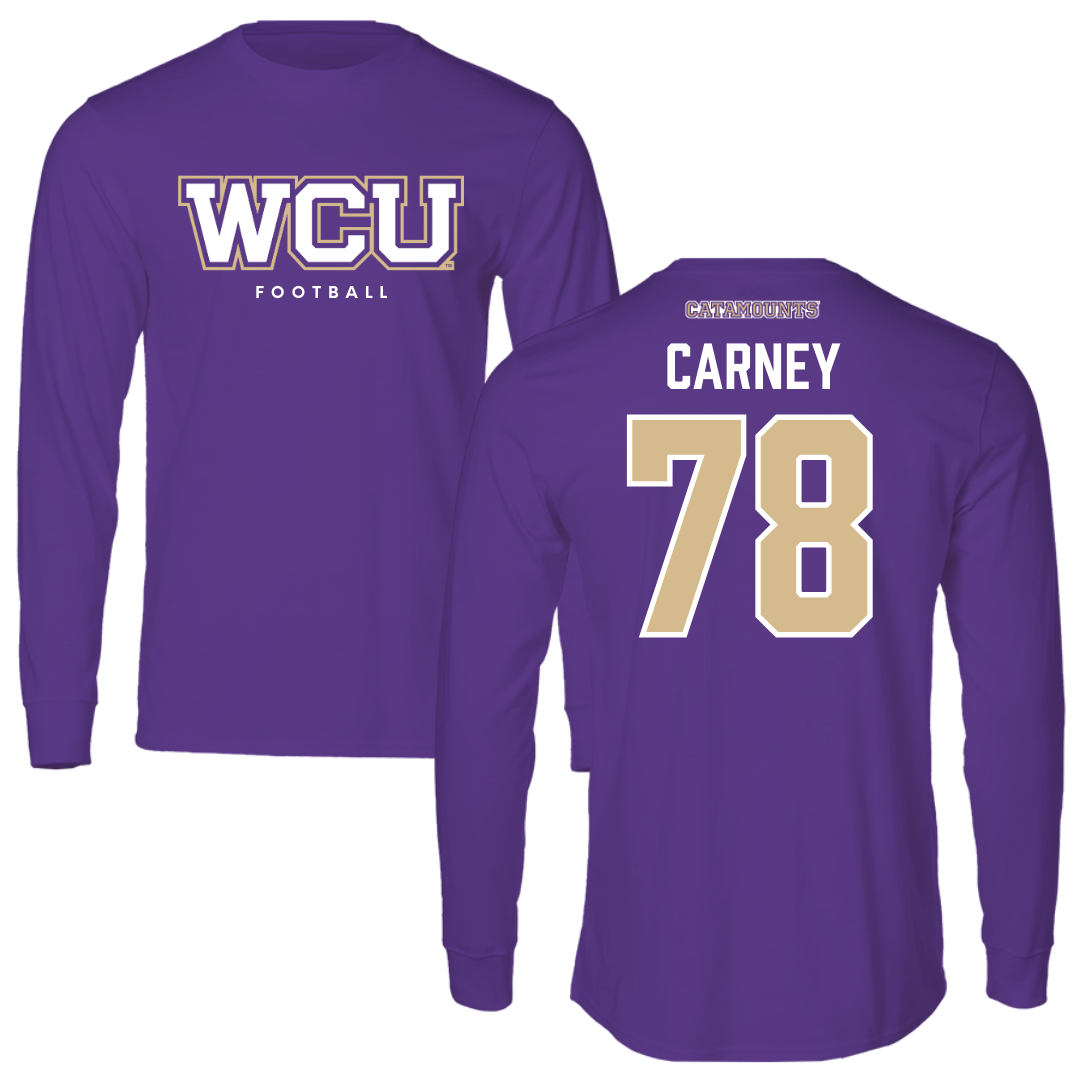 Western Carolina University Football Royal Purple Performance Long Sleeve - #78 Evan Carney