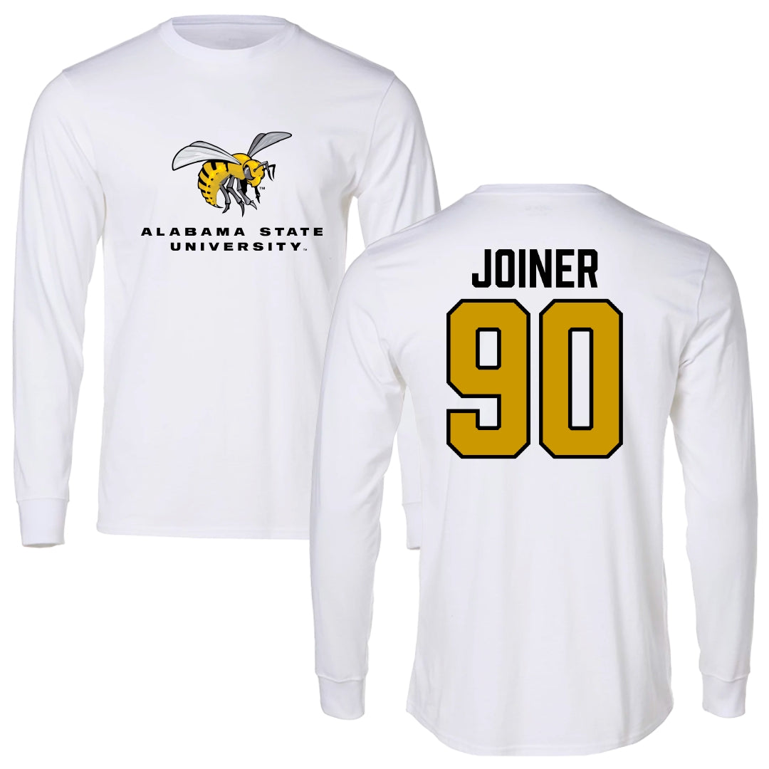 Alabama State University Football White Block Long Sleeve - #90 Michael Joiner