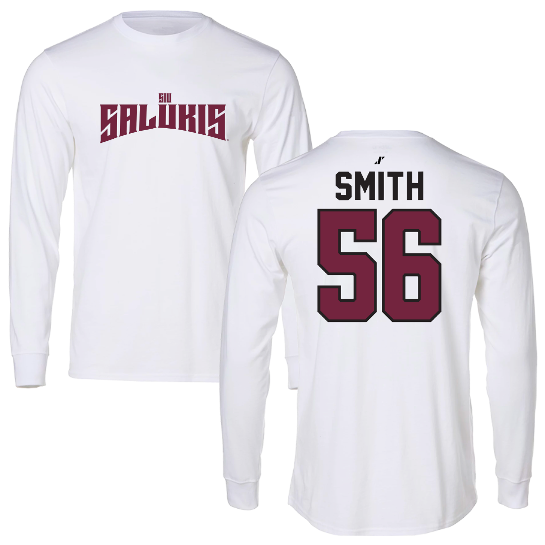 Southern Illinois University at Carbondale Football White Classic Performance Long Sleeve - #56 Carmelo Smith