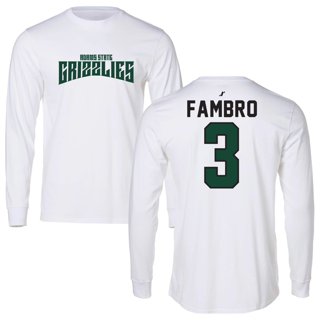 Adams State University Soccer White Classic Performance Long Sleeve - #3 Jadon Fambro