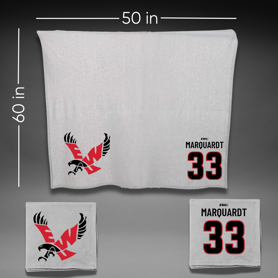 Eastern Washington University Basketball Gray Blanket - #33 Emmett Marquardt