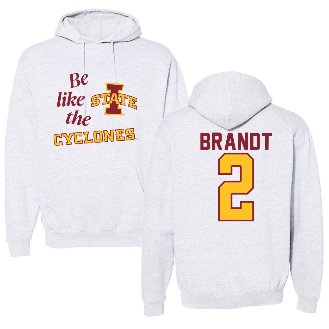 Iowa State University Volleyball Light Gray Be Like Us Hoodie - #2 Morgan Brandt