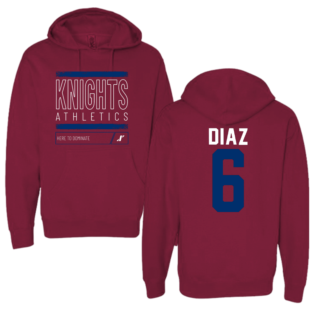 Fairleigh Dickinson University-Metropolitan Campus Volleyball Maroon Dominate Hoodie - #6 Diego Diaz