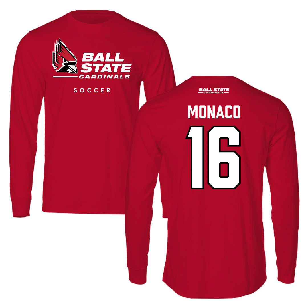 Ball State University Soccer Red Performance Long Sleeve - #16 Tori Monaco