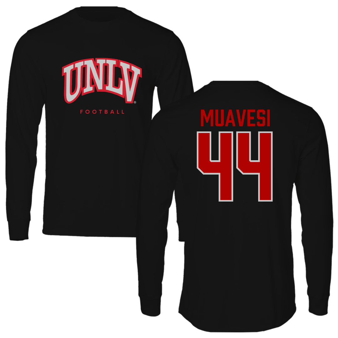 University of Nevada-Las Vegas Football Black Long Sleeve - #44 Waisale Muavesi