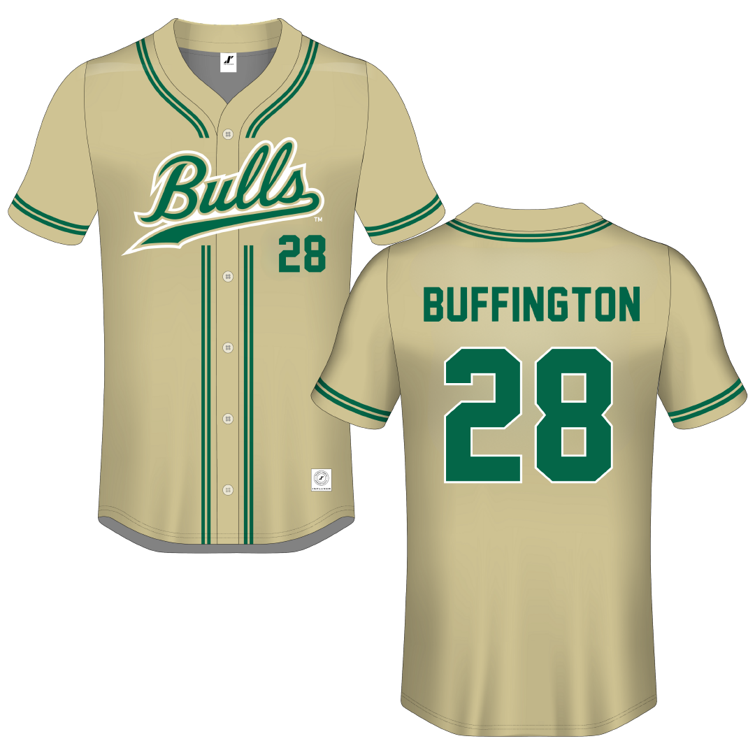 University of South Florida Gold Button-Down Jersey - #28 Matthew Buffington