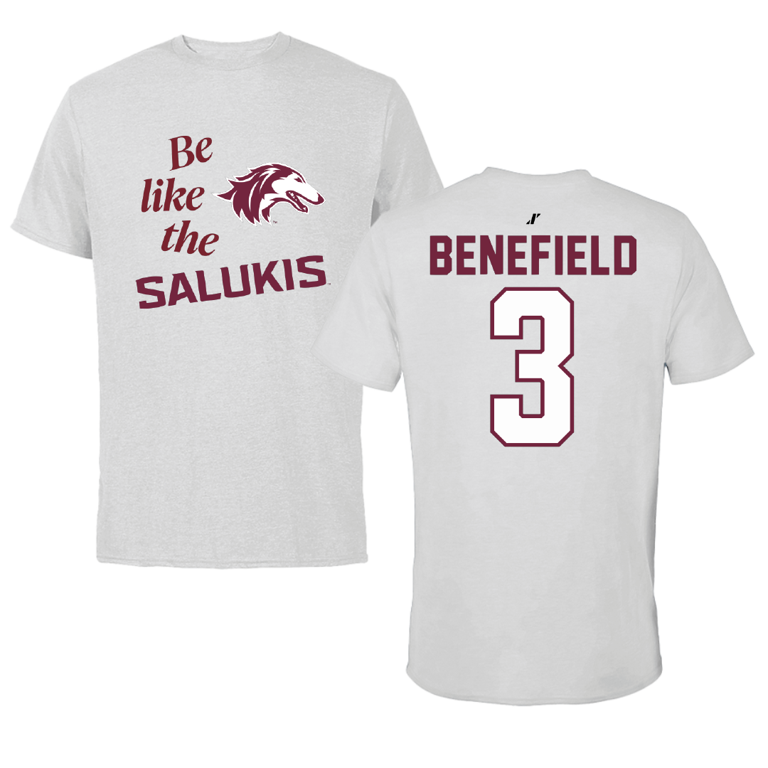 Southern Illinois University at Carbondale Football Light Gray Be Like Us Tee - #3 Jaelin Benefield