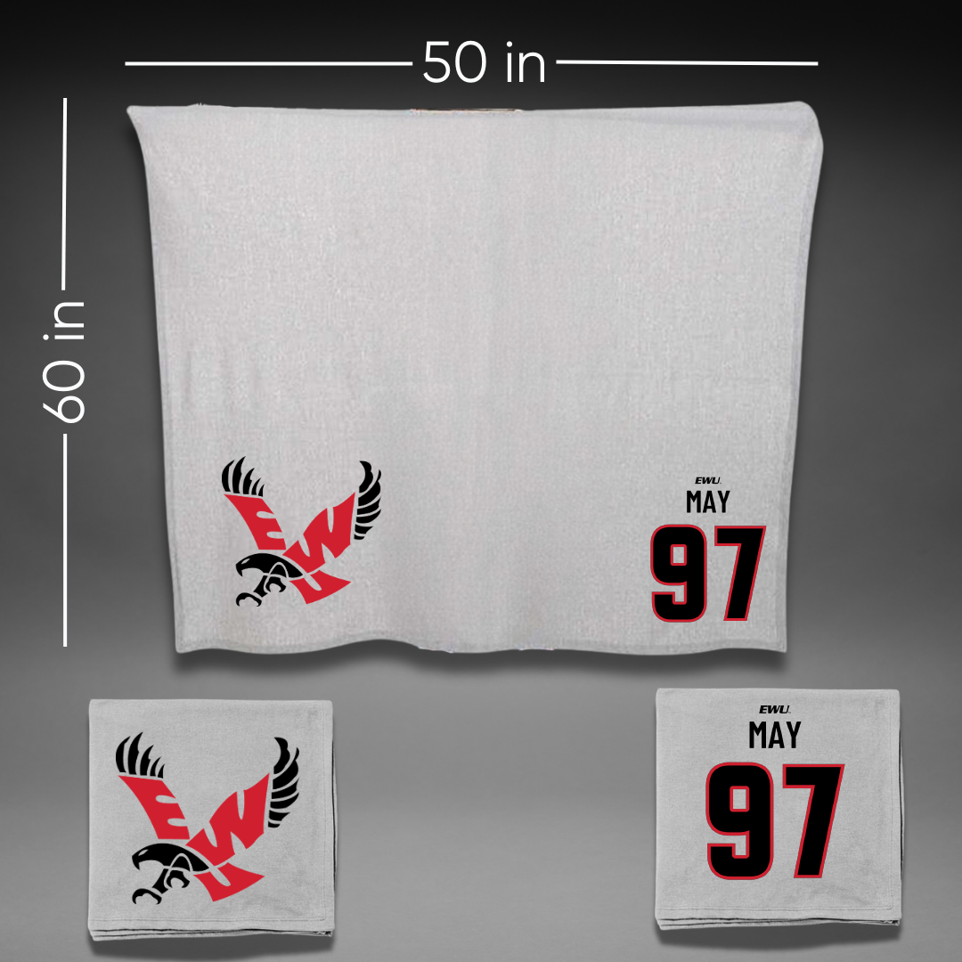 Eastern Washington University Football Gray Blanket - #97 Tariq May