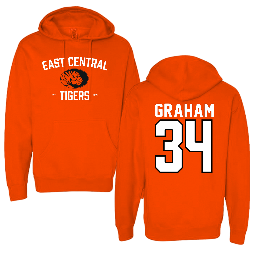 East Central University Football Orange General Hoodie - #34 Joshua Graham