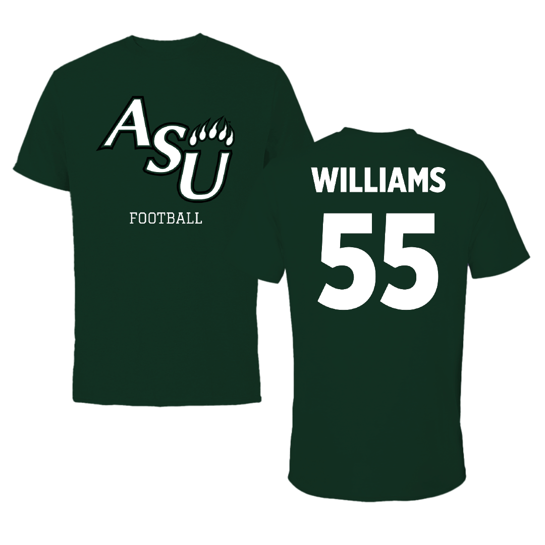 Adams State University Football Forest Green Tee - #55 Quincy Williams