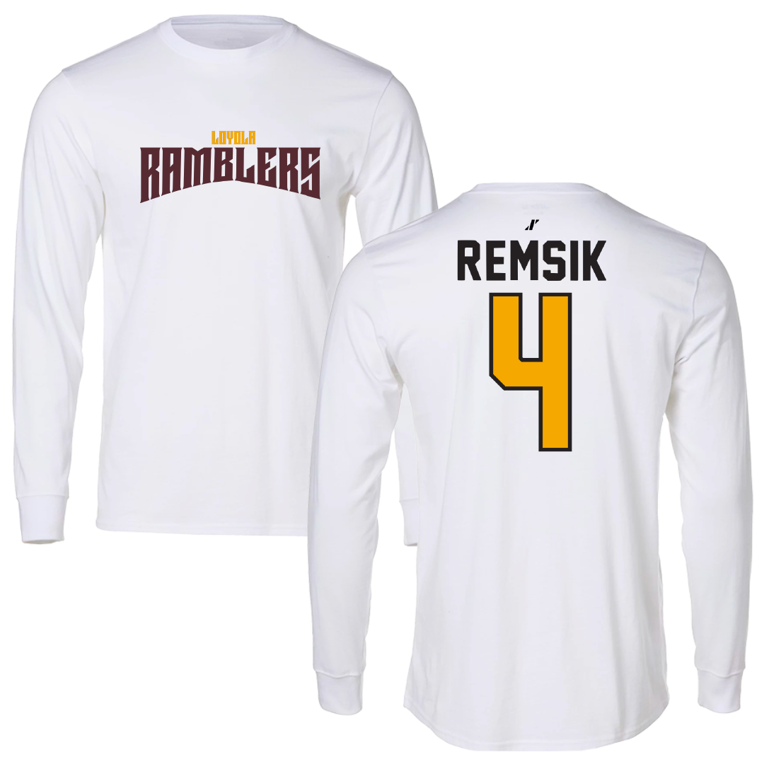 Loyola University-Chicago Softball White Classic Performance Long Sleeve - #4 Sophia Remsik