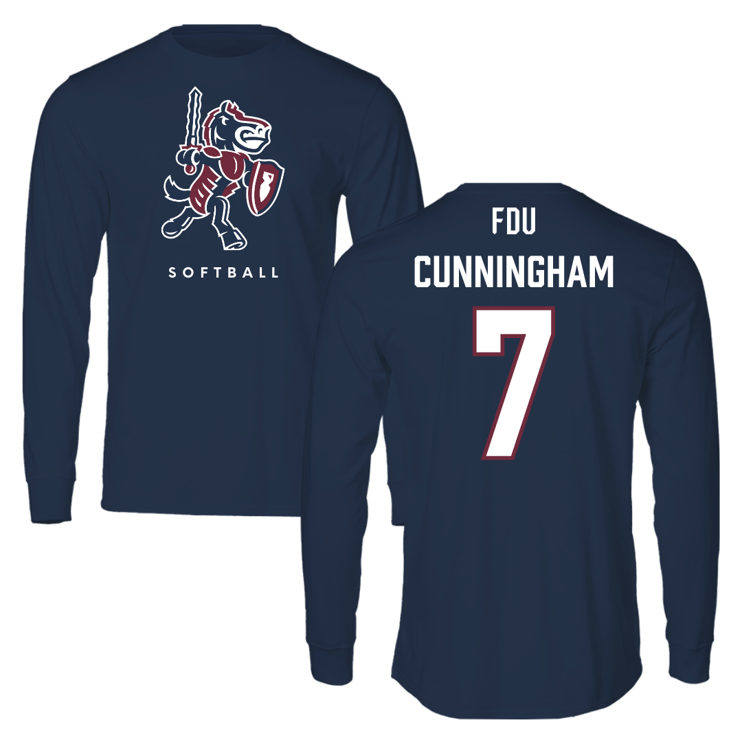 Fairleigh Dickinson University-Metropolitan Campus Softball Navy Performance Long Sleeve - #7 Riley Cunningham