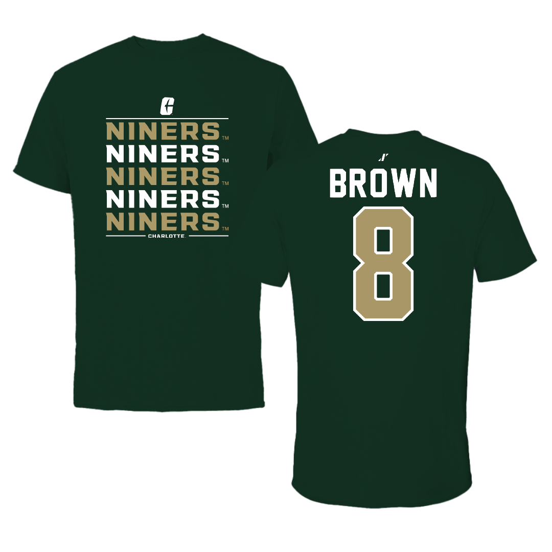 The University of North Carolina at Charlotte Football Forest Green General Tee - #8 Sean Brown