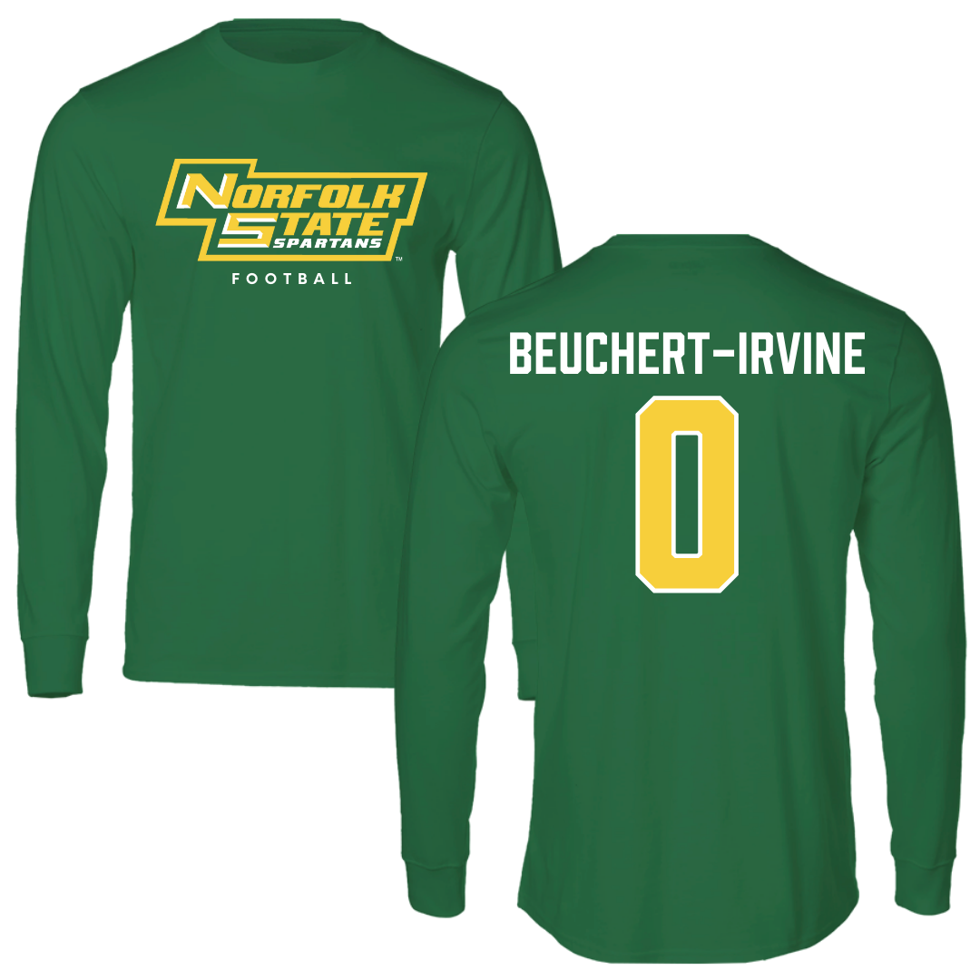 Norfolk State University Football Kelly Green Long Sleeve - #0 Sage Beuchert-Irvine