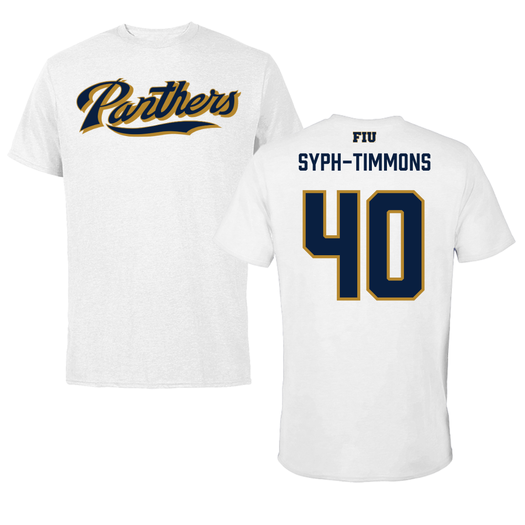 Florida International University Football White Tee - #40 Orlando Syph-Timmons
